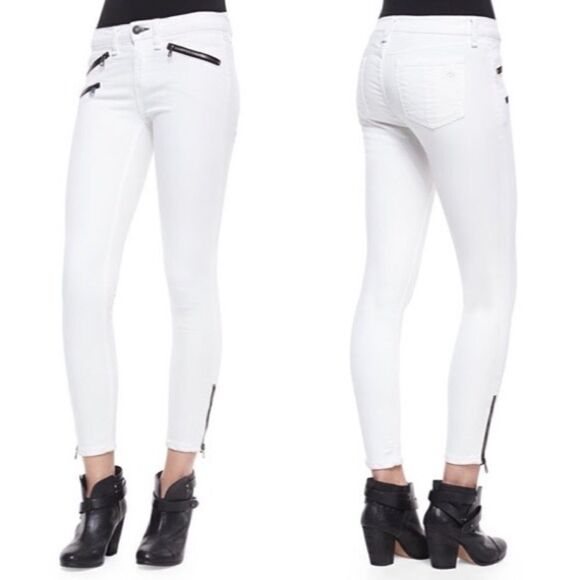 Rag & Bone Bright White Ankle Zip Skinny Jeans - Picture 1 of 14